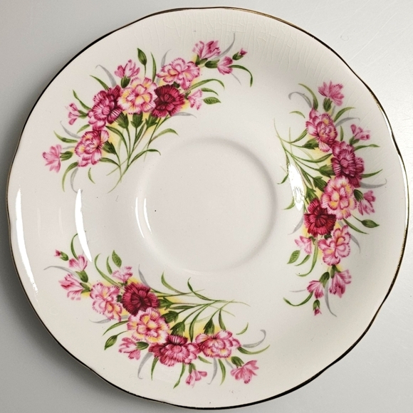 Paragon Fine China Pink "English Flowers Carnations" Tea Cup & Saucer - Picture 8 of 16